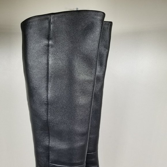 Vince Knee High Kitten Heel Boots, Black Leather, Womens Size 6.5 US / 36.5 - Picture 6 of 16